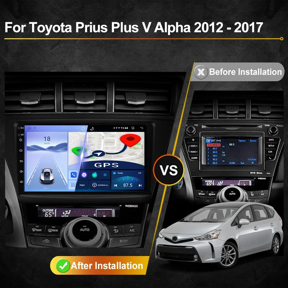 For Toyota Prius Plus V Alpha 2012-2017 Android Car Radio Automotive Multimedia Player Navigation GPS Carplay Auto Stereo Screen