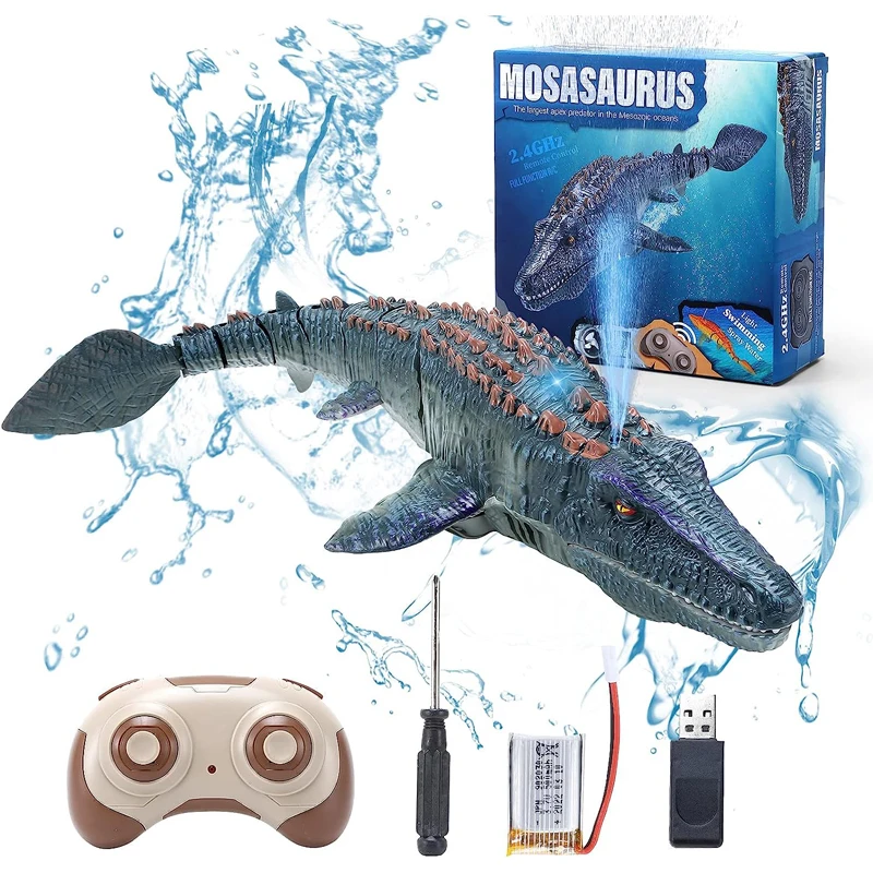 2.4G Remote Control Dinosaur Kid Mosasaurus Diving Toy Rc Boat Outdoor Toy Water For Swimming Pool Bathroom Bath Toys For Kids