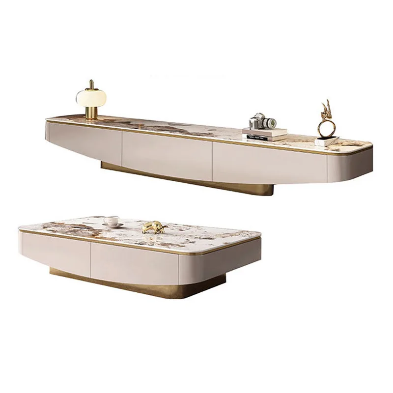 

Light luxury, slate, floor, high-end, TV cabinet, coffee table, combination, Italian style, modern simplicity