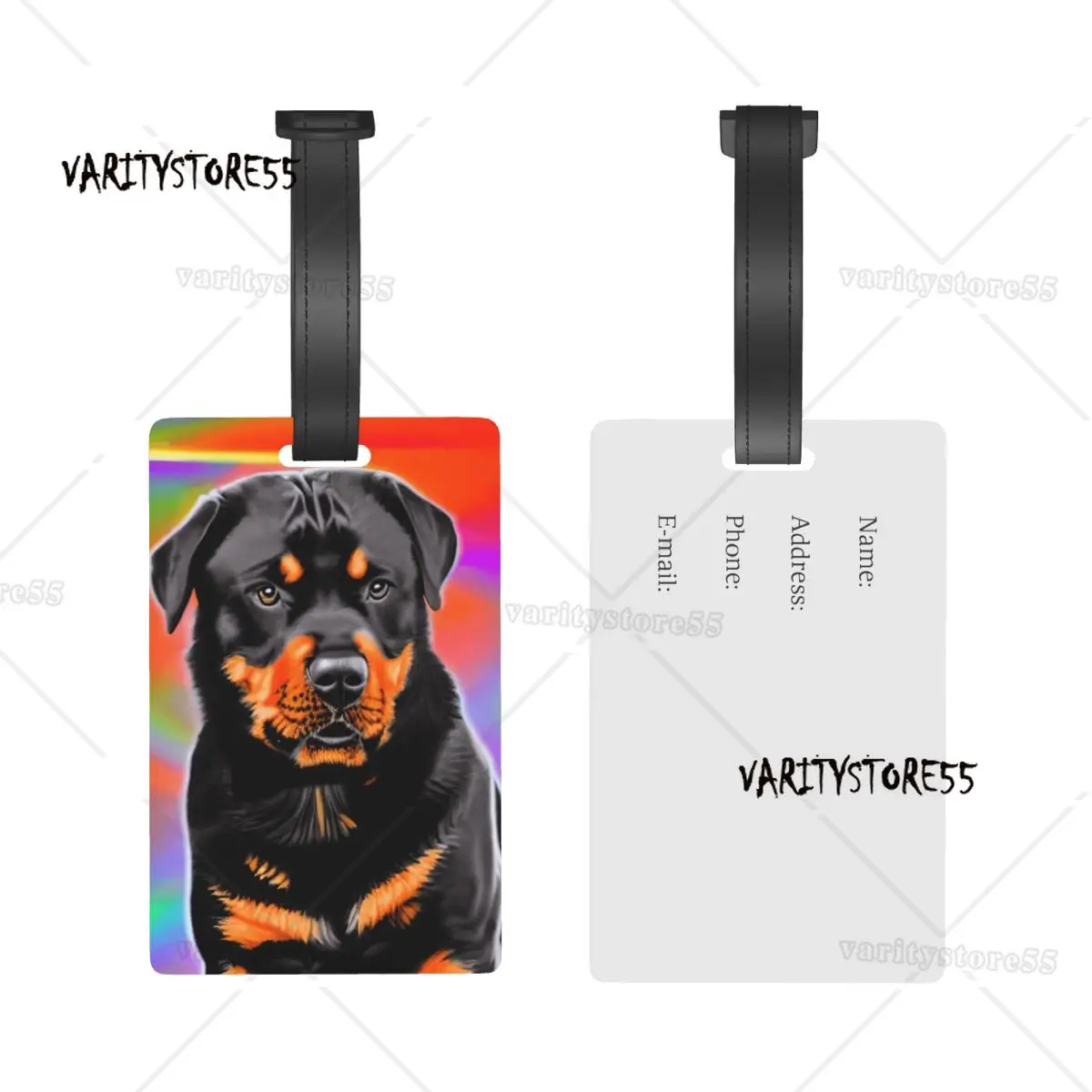 Rottweiler Dog Luggage Tags Suitcase Accessories Travel PVC Fashion Baggage Boarding Tag Portable Label Holder ID Name Address