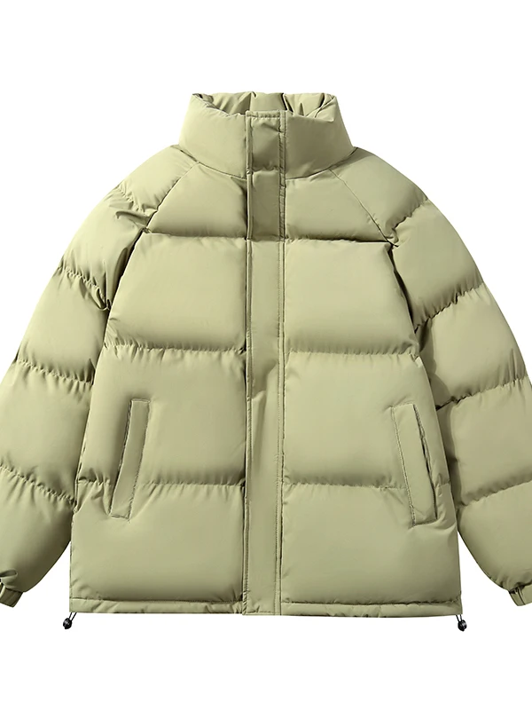 Thickened Cotton Jacket Stand Collar Bread Style Winter Coat for Men And Women Casual Fashionable Warm Long Sleeve Zipper Clo...