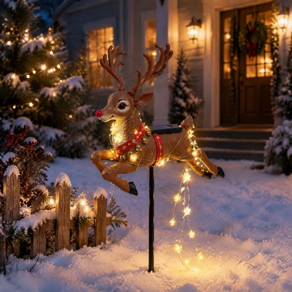 Swirling Effect Reindeer Pathway Light Energy Saving LED Beads Landscape Lighting Long Service Life Waterproof Garden Decor Lamp