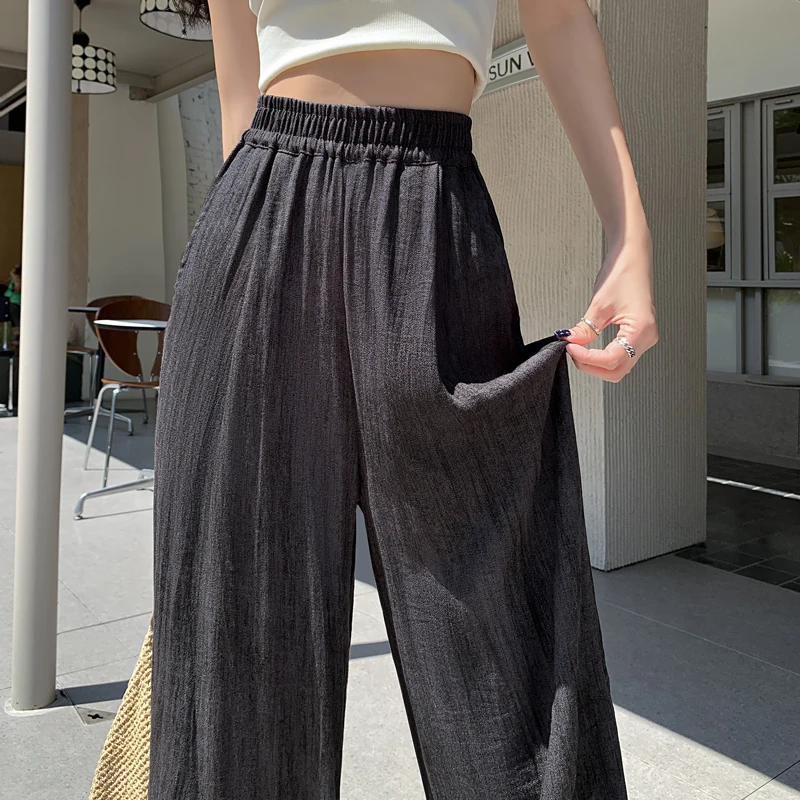 Summer cotton and linen pants, children's sagging and loose tie dyed wide leg pants, ice silk sun protection and cool pants