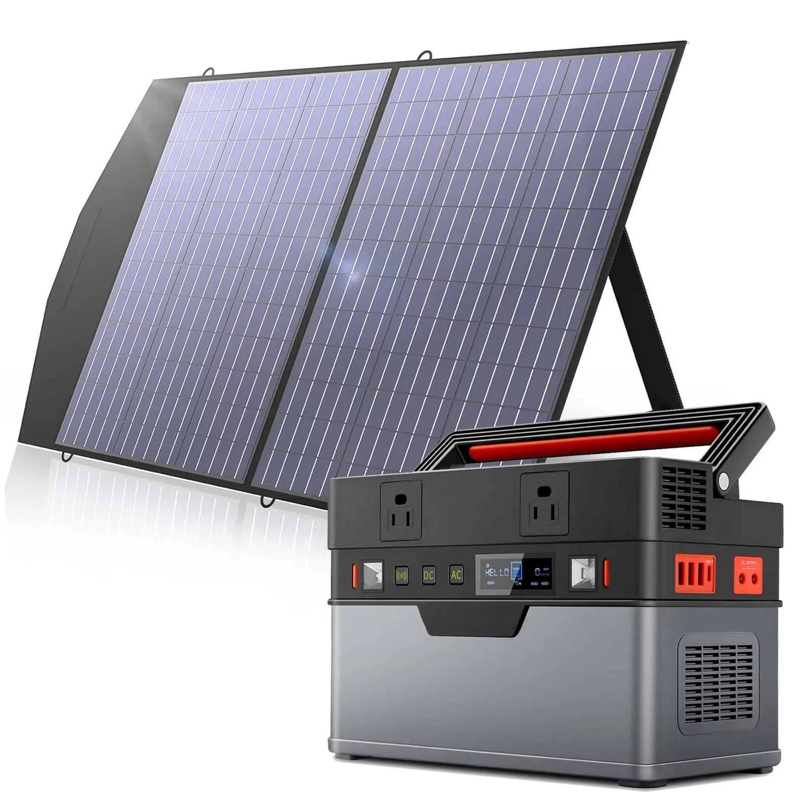 

Portable Solar Power Plant Android /ios Solar AC/DC Charging 700W 606WH Emergency Generator