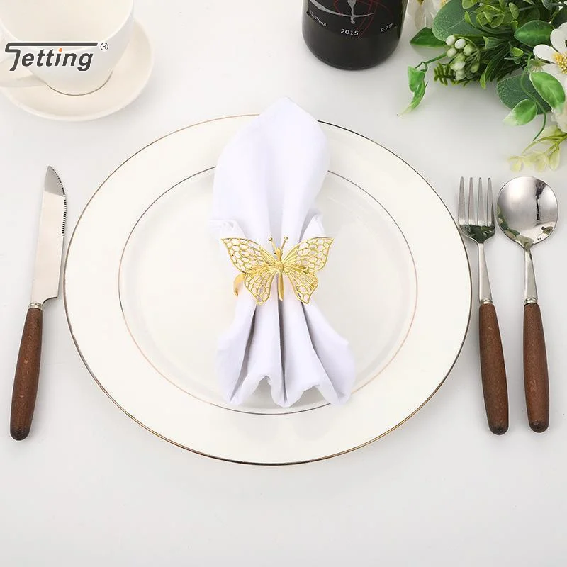 Iron Napkin Ring Gold/Rose Gold/Silver Butterfly/Hollow Hollow Butterfly Napkin Ring Decorative Napkin Clasp Coffee Shop