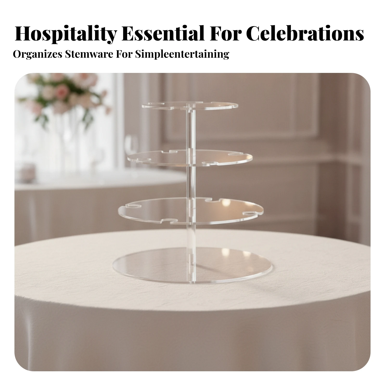 Countertop Wine Glass Holder Transparent Tiered Stemware Holder Freestanding Glass Rack Compact Acrylic Display Rack Elegant