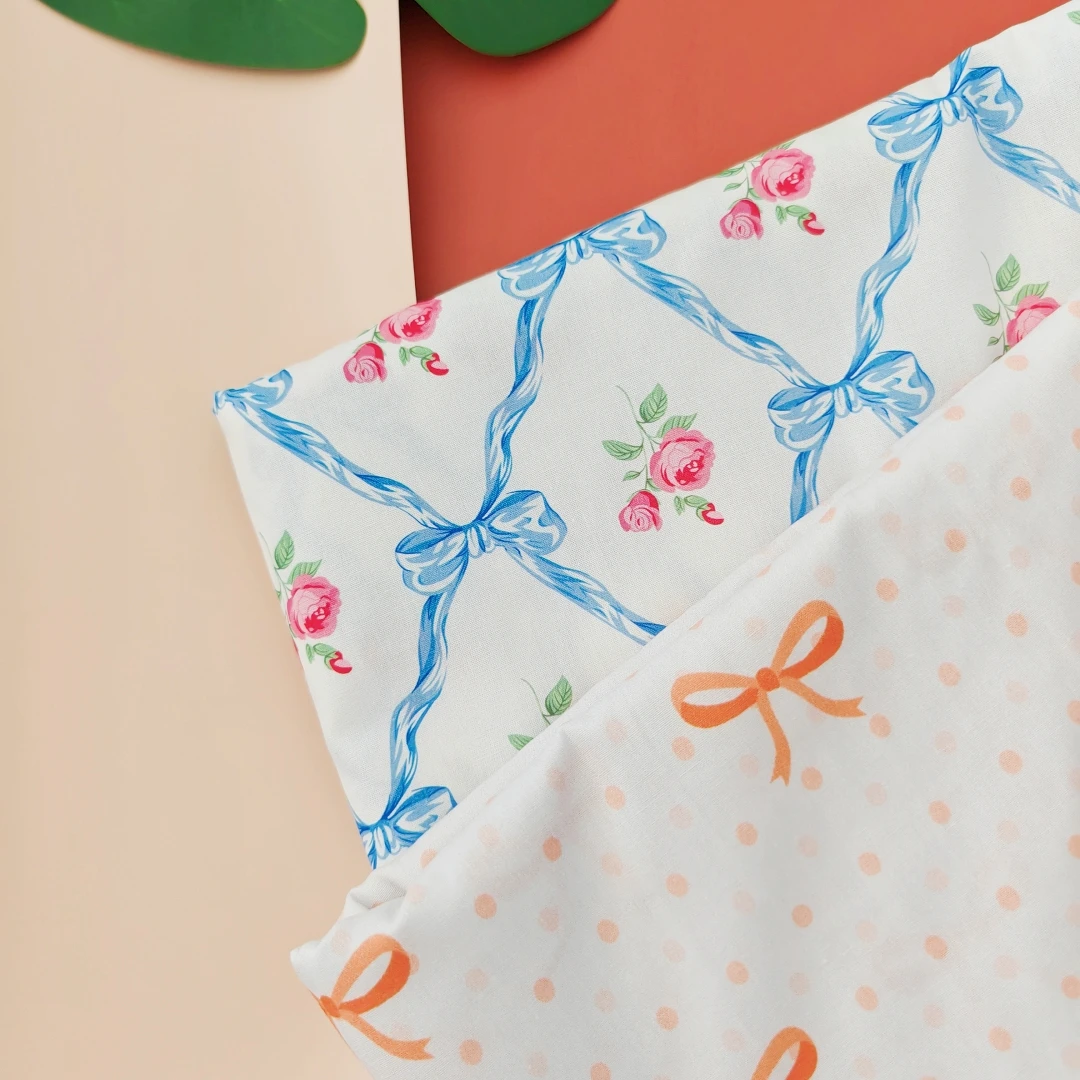 Butterfly Knot Pattern High Density Cotton Fabric Digital Printing Dyeing for INS Style Clothing Bedding Home Decor