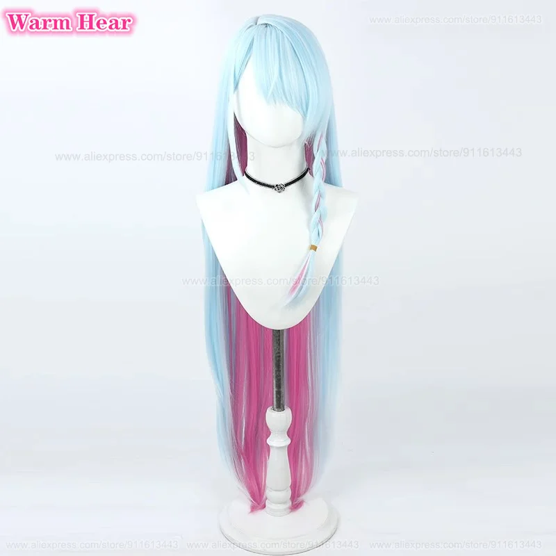 New Skin Arona Synthetic Wig Anime 103cm Long Blue Pink Mixed Straight Hair Cosplay Anime Wig Heat Resistant Party Wigs +Wig Cap