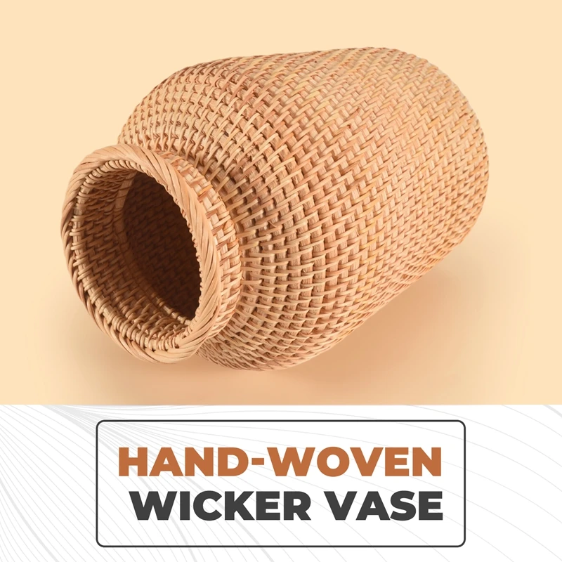 ABPP-Vas Anyaman Rotan Vas Seni Mode Dekorasi Meja Pot Bunga Tanaman Pot Bunga Aneh untuk Dekorasi Rumah