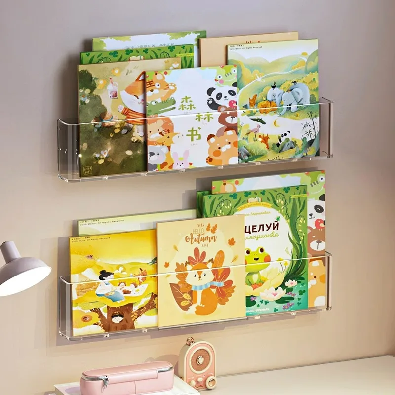 Acrylic Picture Book Display Stand Bookshelf Children\'s Wall Behind the Door Reading Magazine Storage Wall Hanging Bookshelf