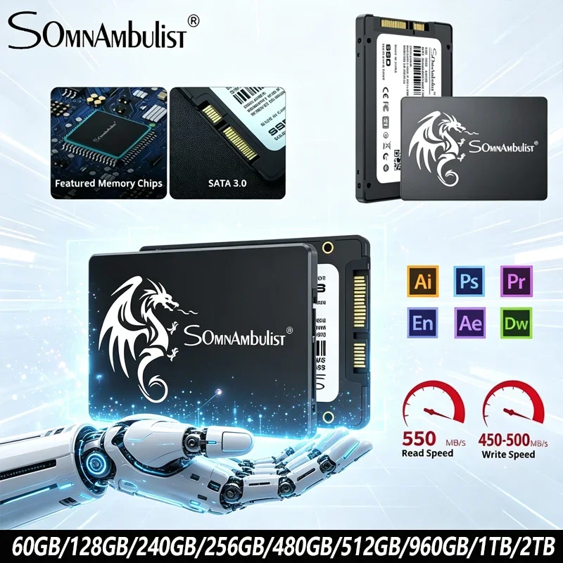 

SomnAmbulist SSD Solid State Drive 128GB 240GB 256GB 480GB 512GB 960GB for Laptop Desktop Solid State Drive Sata3 SSD 1TB 2TB