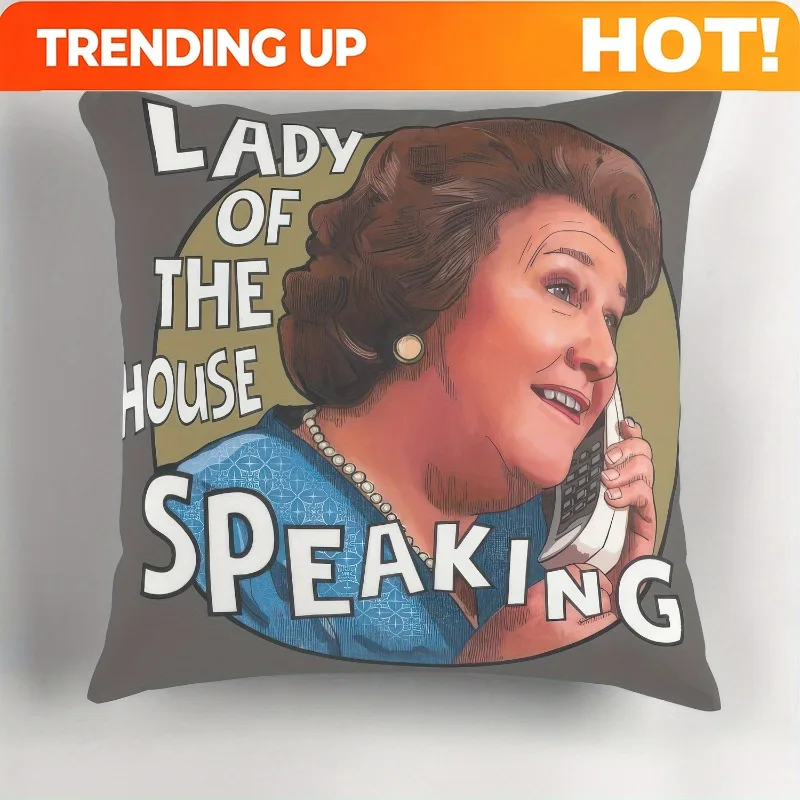 Customize One Vintage-Style Pillow Cover Featuring The Phrase 'Lady of The House Speaking', Measuring 18.0X18.0inch. It Is Soft,