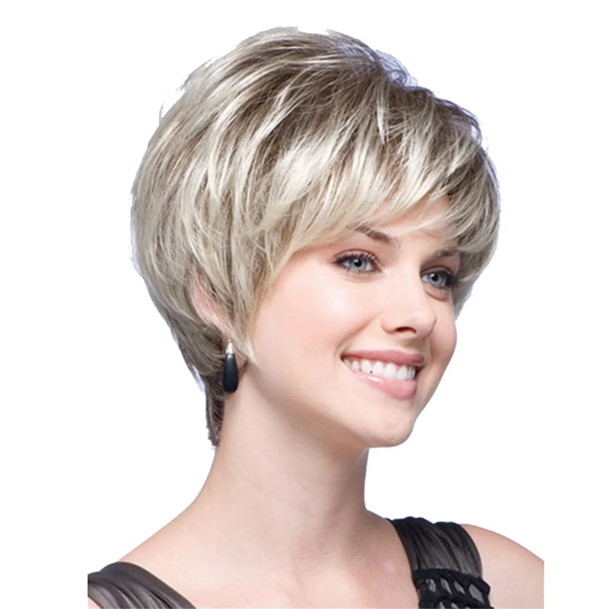 Parrucche per capelli corti ABNP Parrucca di seta ad alta temperatura in fibra chimica oro chiaro alla moda, copertura completa per le donne quotidiane
