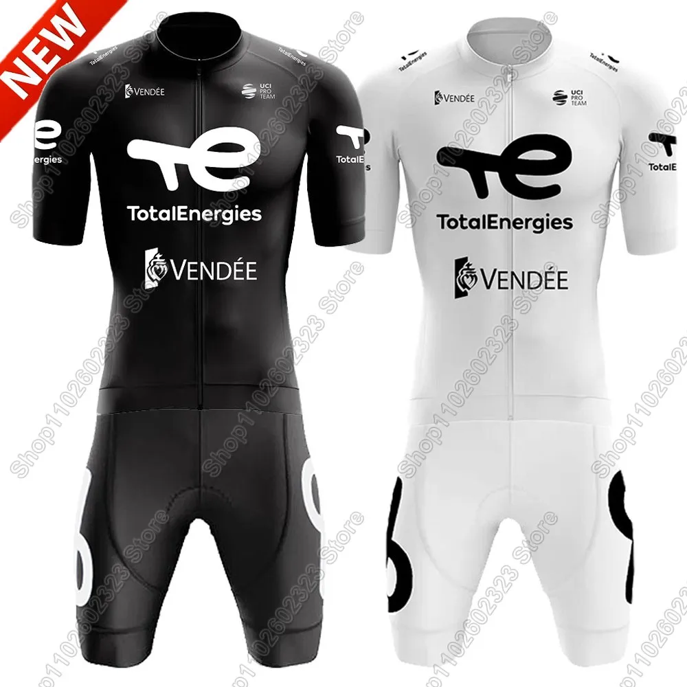 

Черно-белый комплект трикотажа для велоспорта Total Energies Team 2025 Словакия, одежда для велосипеда, рубашки для шоссейного велосипеда, костюм, шорты нагрудник для велосипеда, MTB