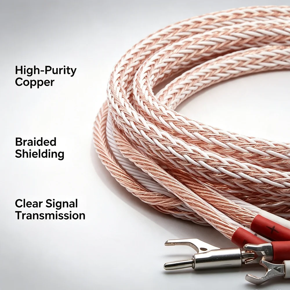 12TC speaker cable, fever HIFI audio anti-interference single crystal copper banana Y plug to connect the speaker cable