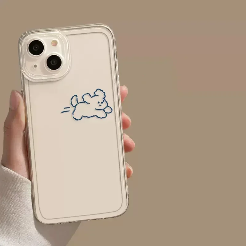 Funny Dog Cat Couple Paired Phone Case for iPhone 16 15 14 12 11 13 Pro Max Mini 7 8 Plus SE Cartoon Fish Clear Cover Coque Skin