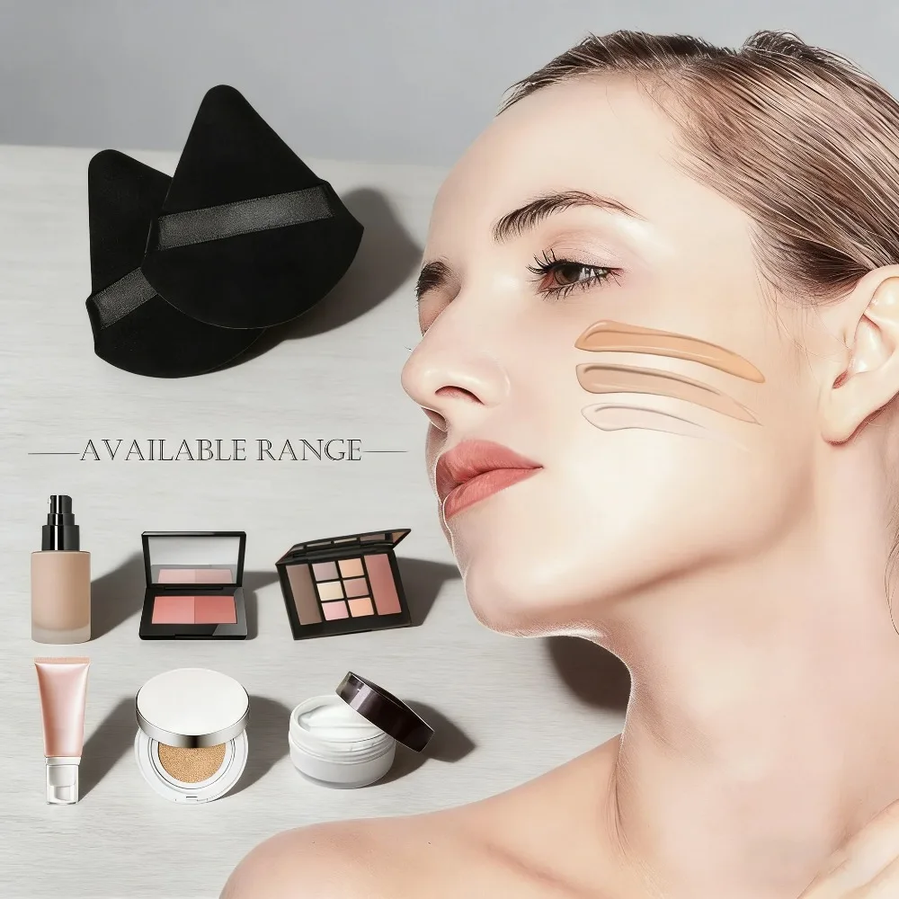 10st zwarte driehoekige poederdons, fluwelen zachte make-upspons voor foundation blending, cosmetische gezichtsblender beauty tool set