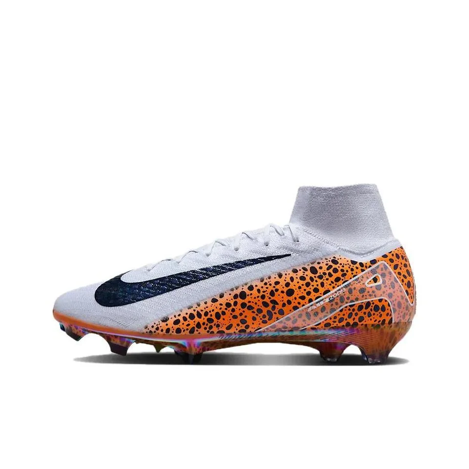 POIZON Nike Mercurial Superfly 10 Elite Chuteiras de Futebol Masculinas Branco Preto Laranja