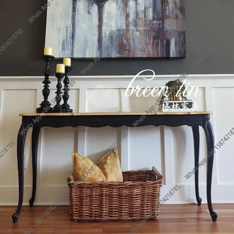 

Французский ретро-стол из массива дерева для прихожей, американский декоративный шкаф-перегородка для гостиной, пристенный тумба-столик