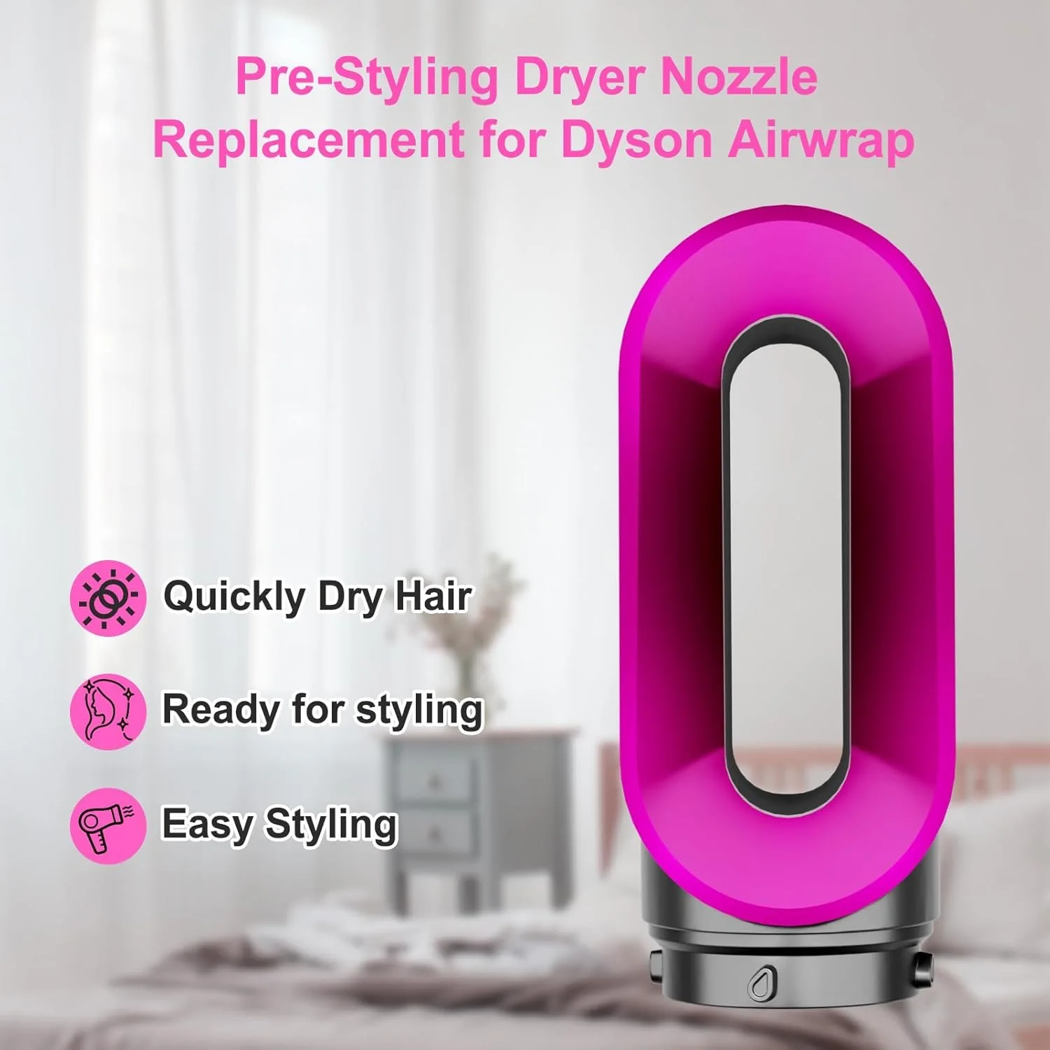 Pre-Styling Dryer Attachment for Dyson Airwrap HS01 HS05 Fast Dryer Nozzle for Airwrap Styler Nickel Dryer Attachment Diffuser image 3