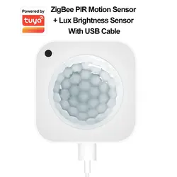 Датчик движения Tuya Zigbee, инфракрасный светильник 2 в 1 с питанием от USB, с PIR & Lux датчиком яркости, для умного дома, автоматическая безопасность