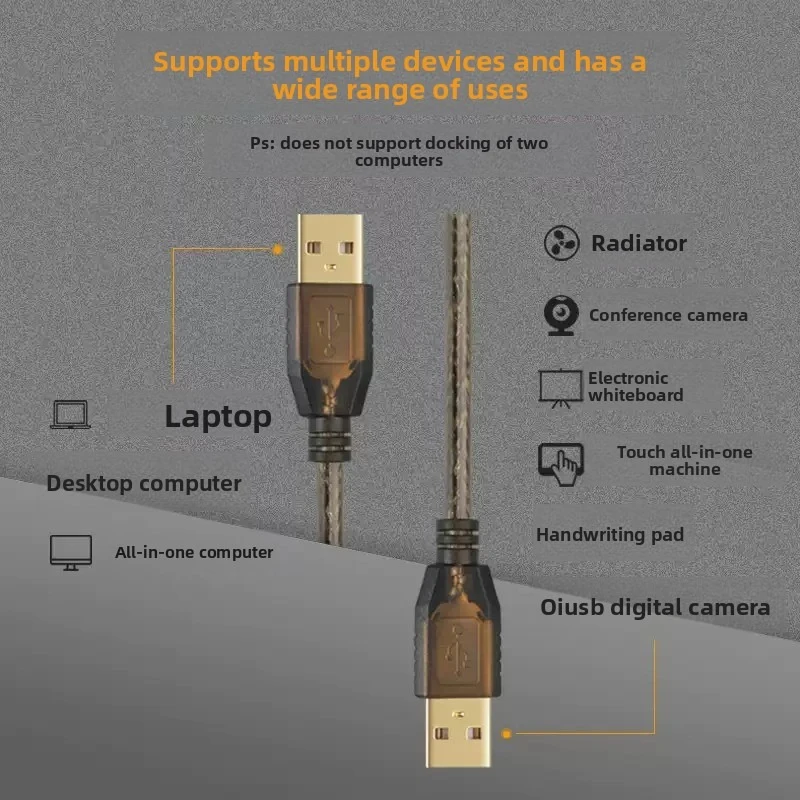 For USB Male to Male Cable 5M 10M 20M Dual A Port High Speed Data Cord for Camera Cooler Electronic Whiteboard Drawing Tablet
