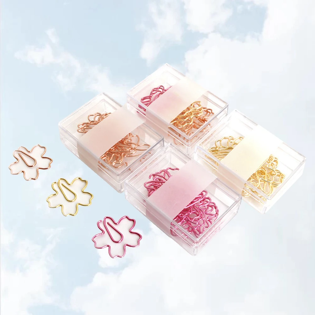 

12 PCS Metal Cherry Blossom Paper Clip Child Paperclip Colorful Paperclips Cute