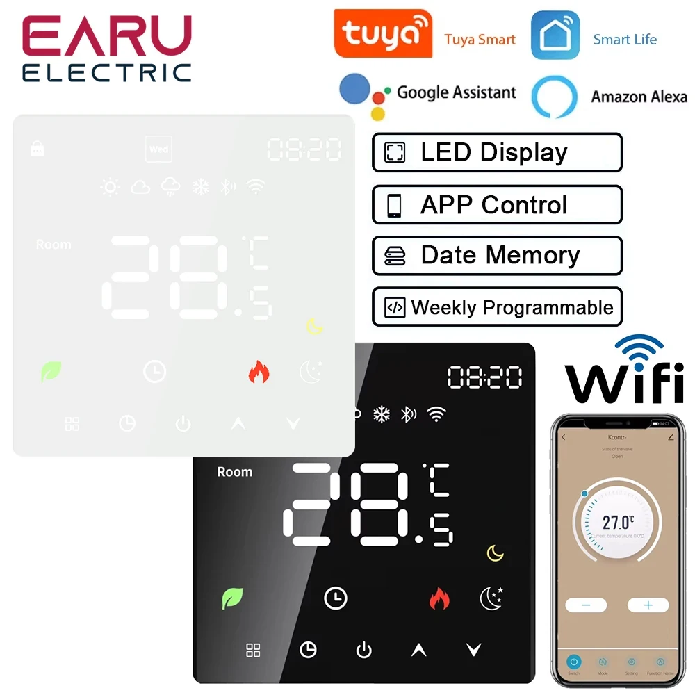 Tuya WiFi Termostato Intelligente Riscaldamento a Pavimento Elettrico TRV Acqua Caldaia a Gas Temperatura Telecomando Vocale per Google Home Alexa