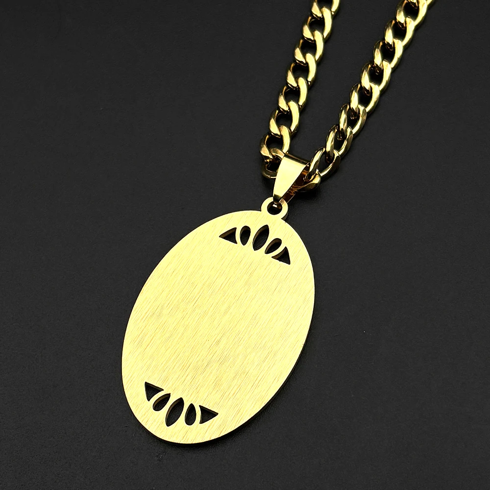 Quran Ayatul Kursi Oval Pendant Necklace for Women Men Stainless Steel Gold Color Allah Islam Muslim Amulet Chain Jewelry Gift view 4