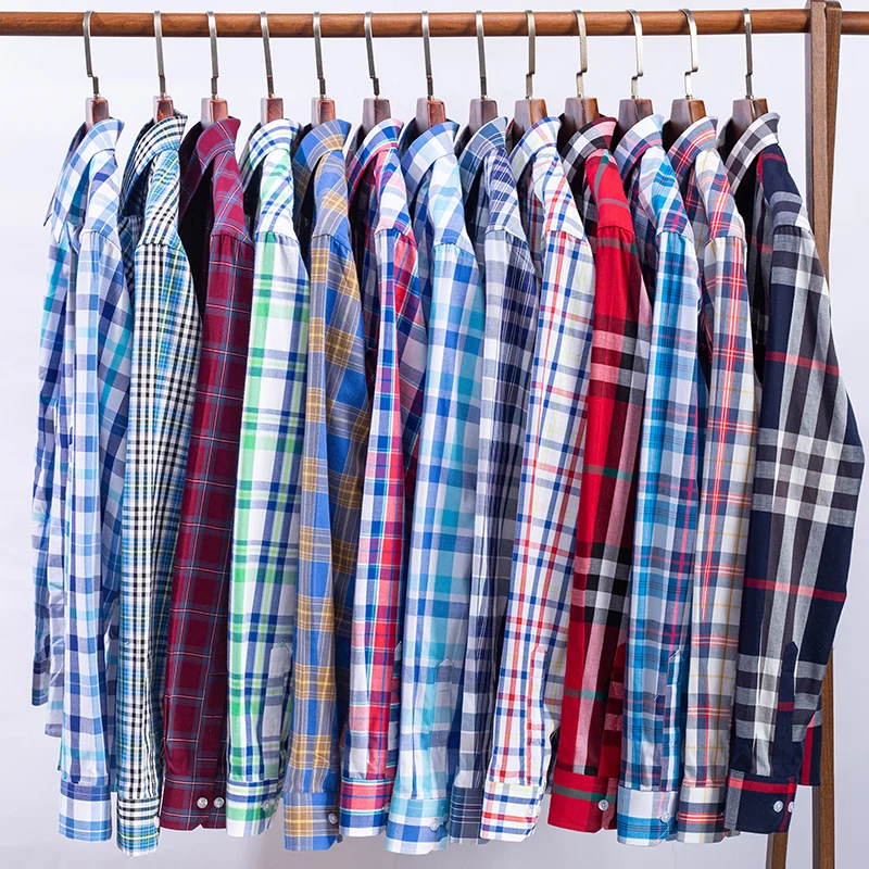 Men's long-sleeved shirt, pure cotton thin style, cool and casual summer, checked shirt, comfortable, street fashion, versatile