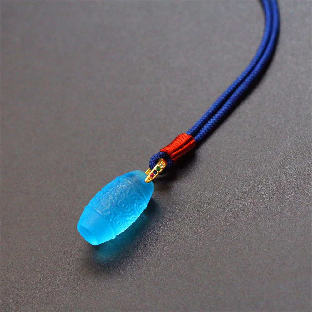Chinese Style Lucky Liuli Auspicious Cloud Dzi Bead Pendant Necklace Unisex Blessing Wealth Attracting Amulet Jewelry Multiple
