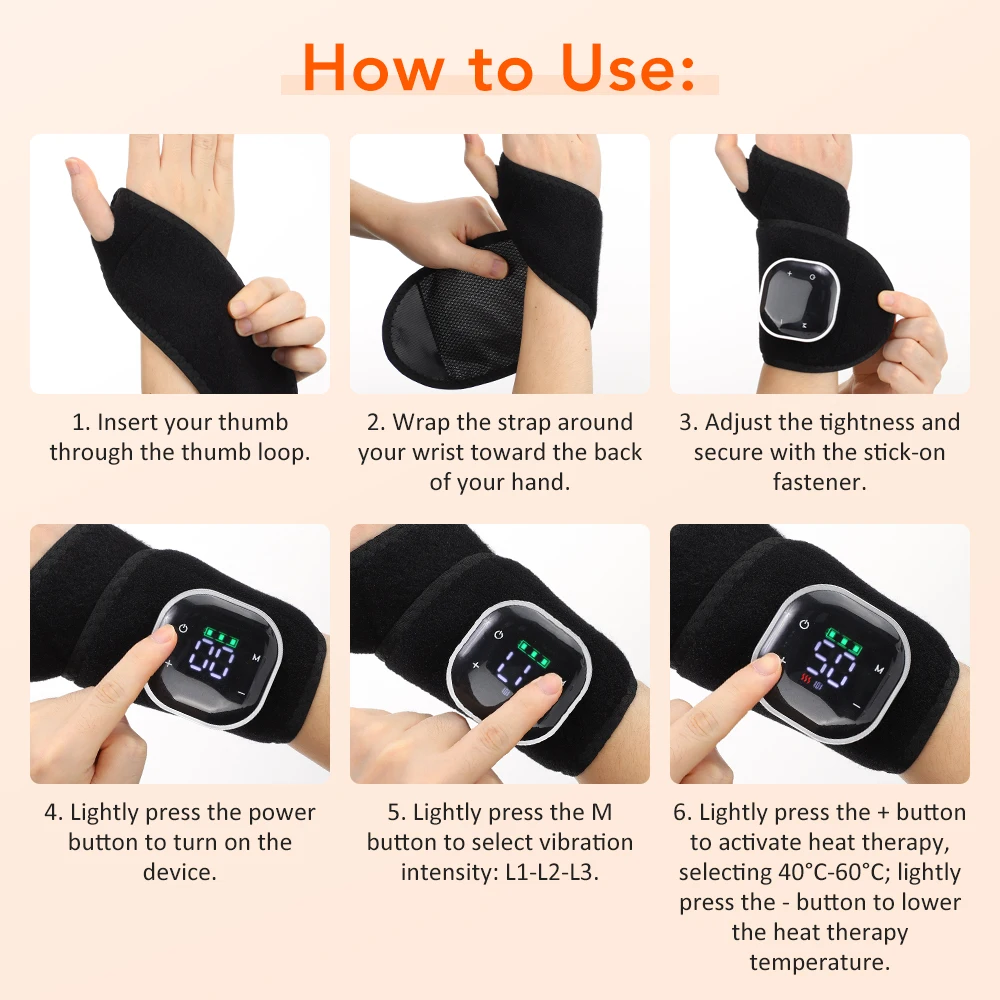 Electric Compress Hot Wrist Wrap 36/48 LEDs 3 Modes 660nm 850nm Infrared Wearable Joint Support Portable Hand Relaxation Brace