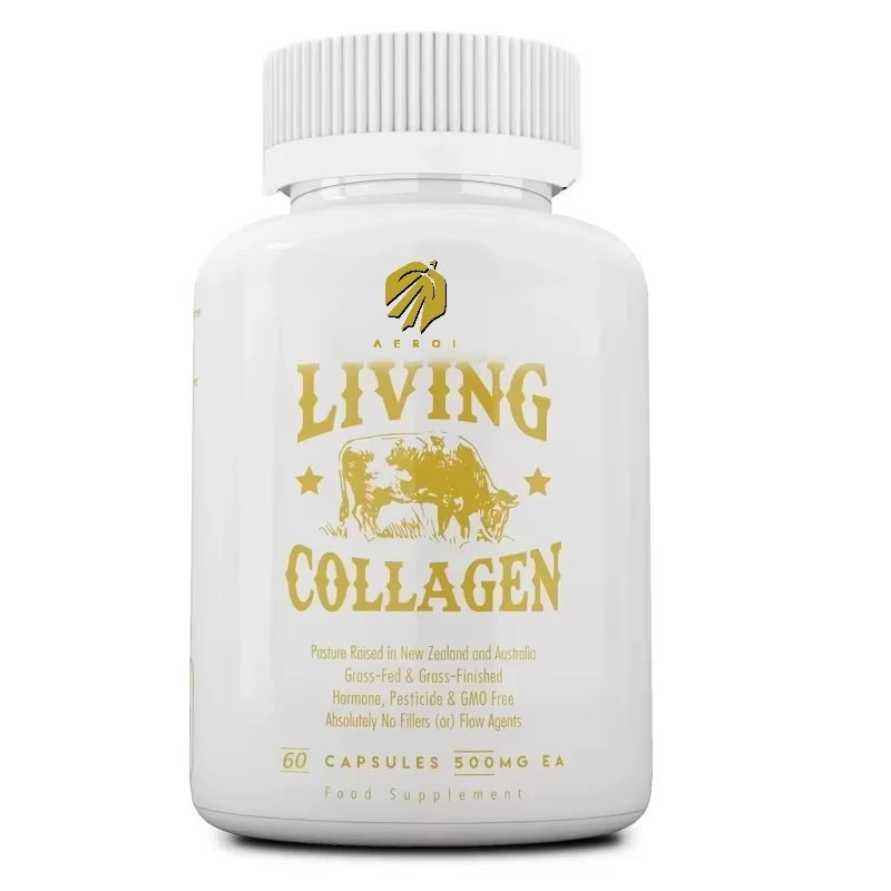 Grass fed beef live collagen protein, making skin healthier,younger, hair, nails,and joints. TypeI, II,III,V,and X,60 capsules