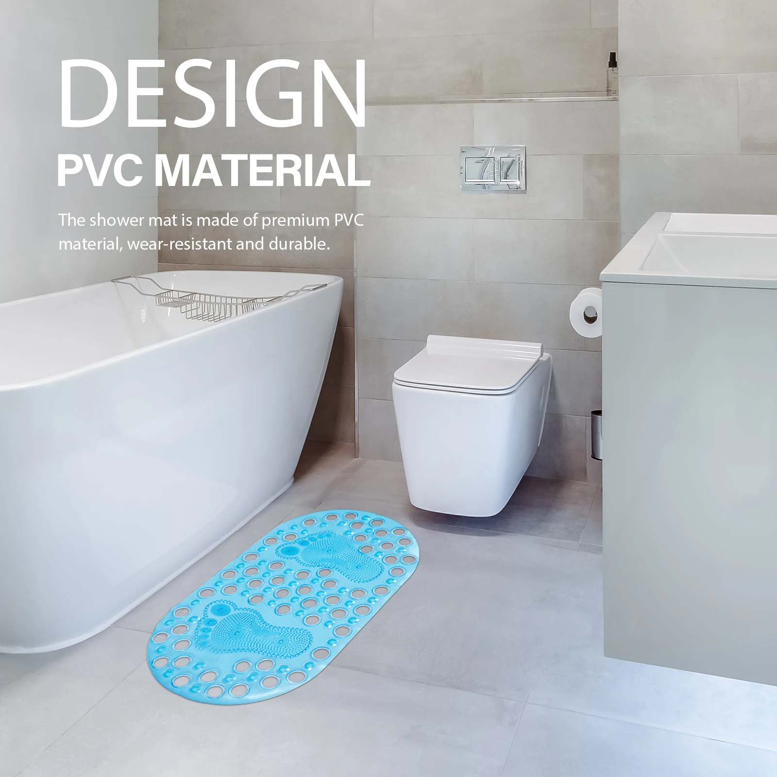 

Premium Pvc Anti-Slip Shower Foot Mat Foot Massager Pad Floor Cushion Non-Skid Bathing Mat Home Use Comfortable Massage