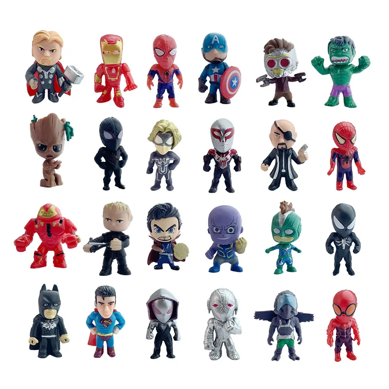 24 Uds figura de Disney mini caja de calendario de Adviento de Marvel figuras de Anime de Los Vengadores Spider Iron Man Hulk juguete niños regalo de Navidad 2025