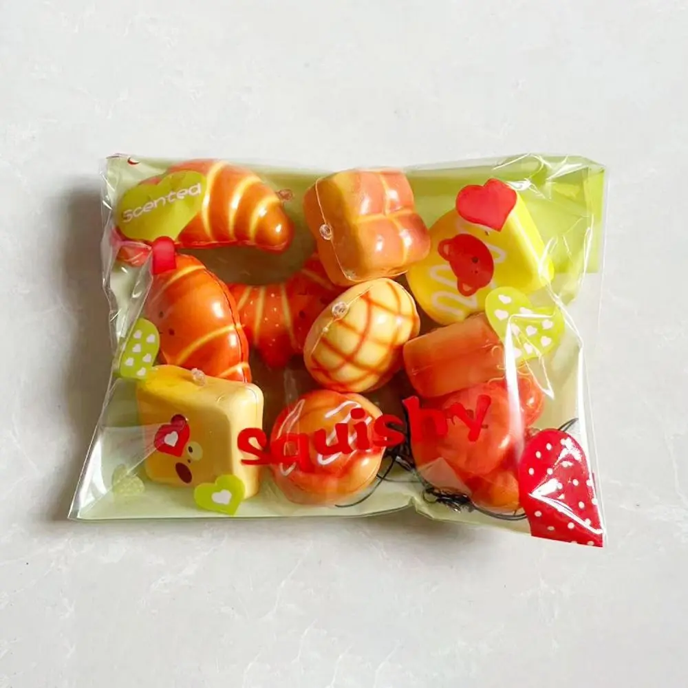 Creative Cartoon Bread Squishy Bread Toy PU Multicolor Pinch Le Phone Charm Stress Relief Simulation Bread Toy Adult