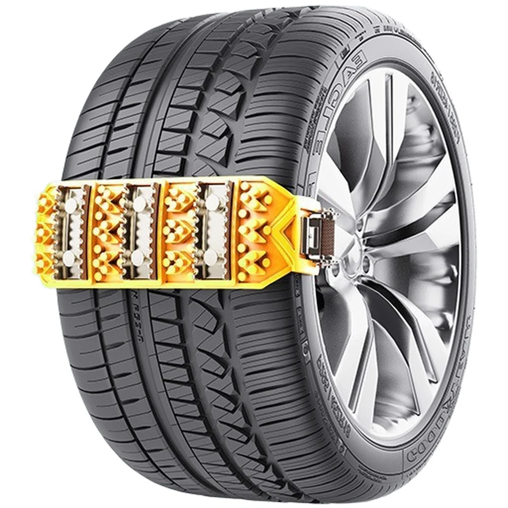 Anti Skid Snow Chains for Car Tires Steel Nail Chains with Thick Links and Nylon Straps for Winter Road Safety