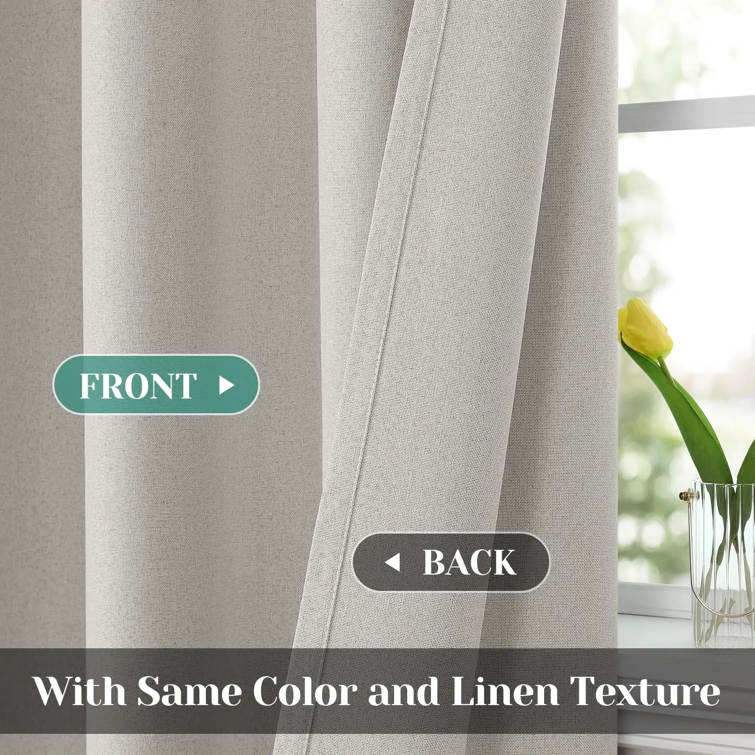 310cm Length Modern Solid Color Faux Linen Curtains, Custom Made, 100% Blackout, Finished, Living Room Bedroom Curtain