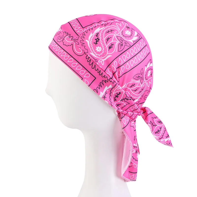 Unisex Women Men Bandana Hat Stretchy paisley Durag Print Breathable Chemo Turban Fashion Headwrap Headwear Pirate Head Scarf