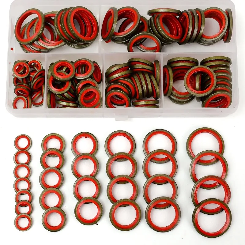 100pcs Car Oil Drain Plug Sealing Gasket Universal Galvanized Nitrile Rubber Washer for Car Engine Systems Leakage Protection