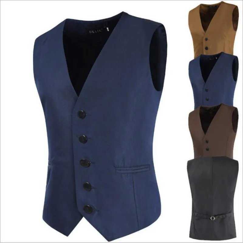 Autumn and Winter Men's Tide Korean Version Slim-fit Vest Jacket Suit Vest Large Size 5XL Vest  Men Clothing