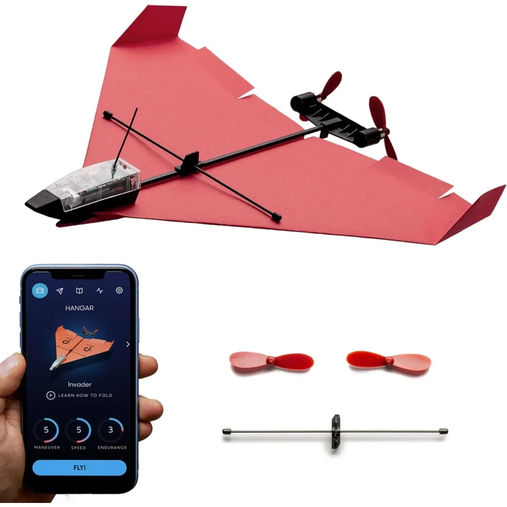 Kit avanzado de avión de papel operado por teléfono inteligente: control RC con piloto automático y estabilidad giroscópica