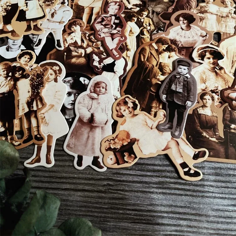 Diy scrapbooking boneca vintage material tecido personagem série foto lixo álbum diário feliz planejador decoração placa de cartão
