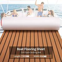 2300x900x6mm EVA Foam Faux Teak Brown Decking Sheet Boat Deck Mat Anti Skid Thicken Yacht Flooring Self Adhesive Protective Pad