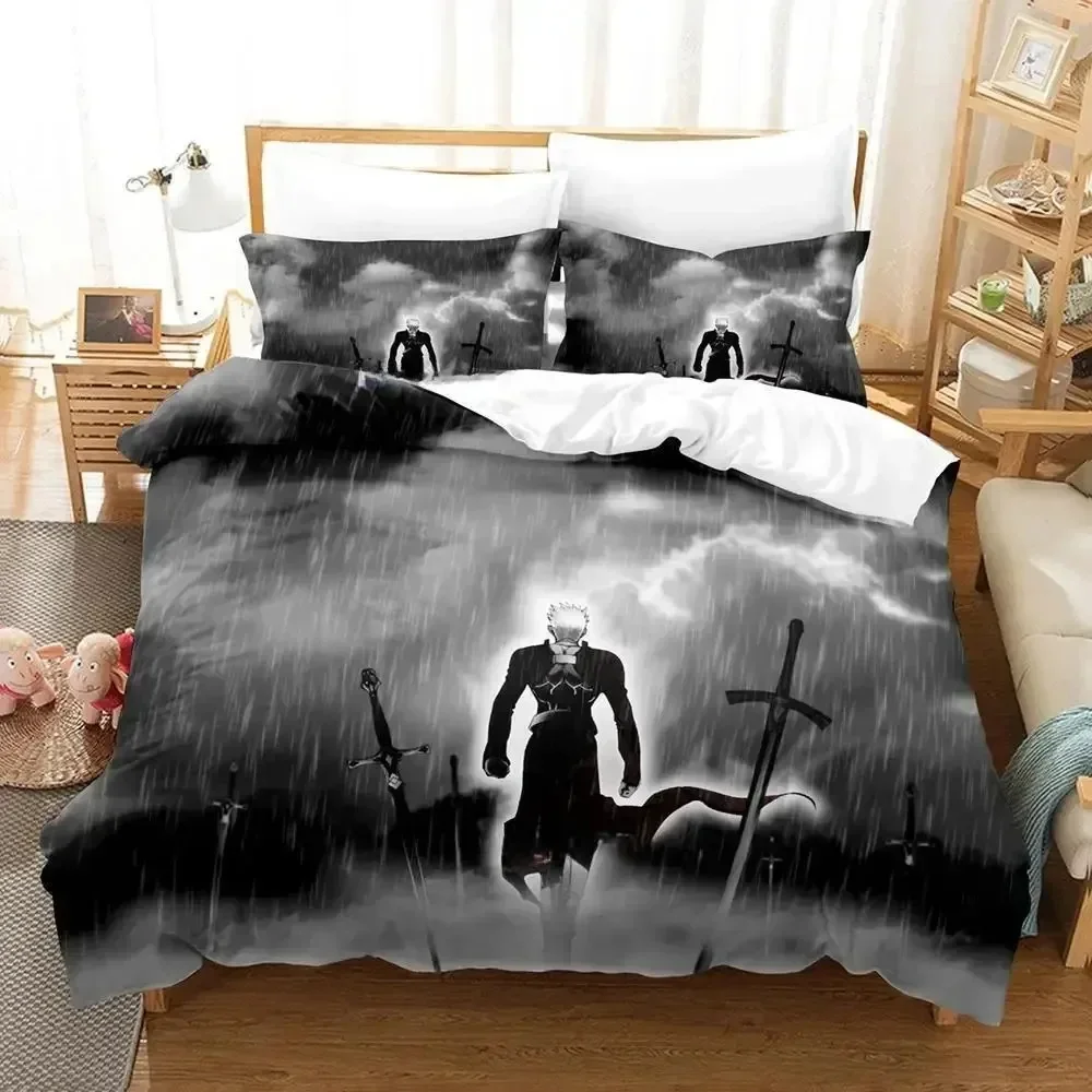 

3D Print Anime FateStay Night Unlimited Blade Works Bedding Set Cartoon Anime three-piece set Adult Kid Bedroom Duvetcover Sets