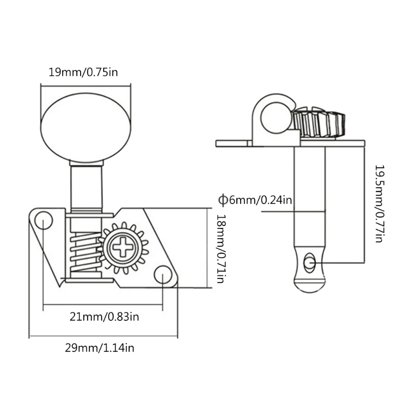 Classical Style Ukulele Tuning Peg 2L + 2R Tuners Opened Machine Heads Knobs for Ukulele 4 String Guitar Parts Durable