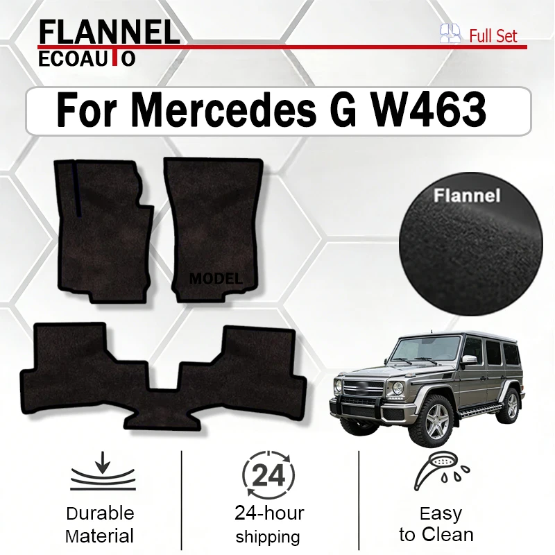 ECOAUTO Velour mats set for Mercedes G W463 Long off-road (2008 2009 2010 2011 2012 2013 2014-2018) -Black