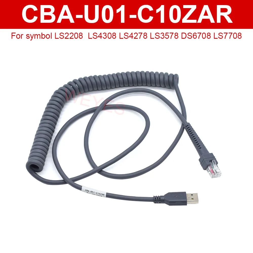 

3M CBA-U01-C10ZAR USB Barcode Scanner Line For Symbol LS2208 LS4308 LS4278 LS3578 DS6708 LS7708 Data Transfer Cable (10 Feet)