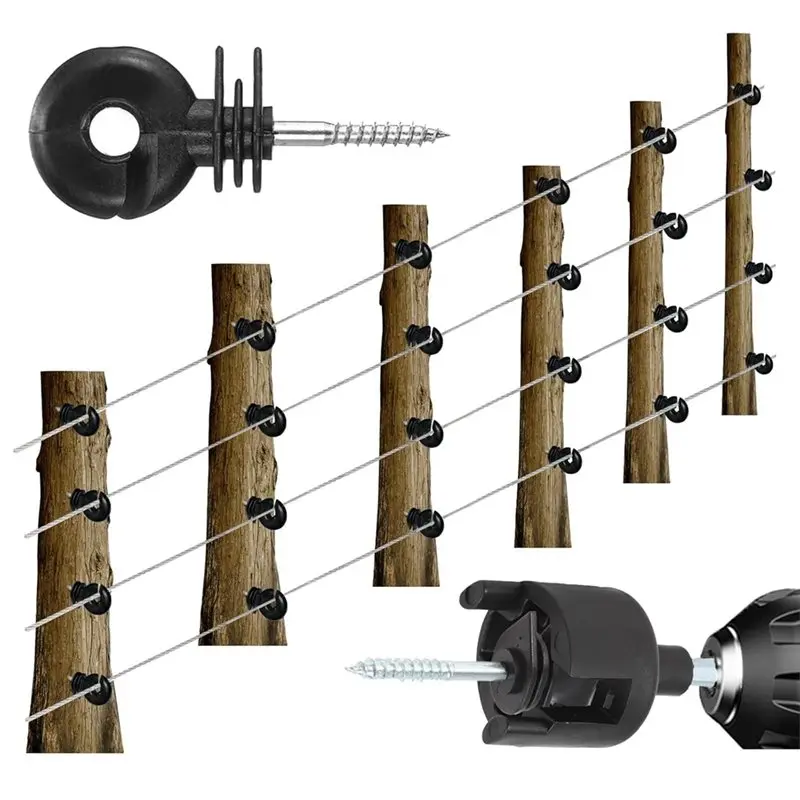 A68P-100Pcs Black Electric Fence Insulator Screw-In Insulator Fence(Grid System Accessories For Animal Husbandry Electronic) view 3