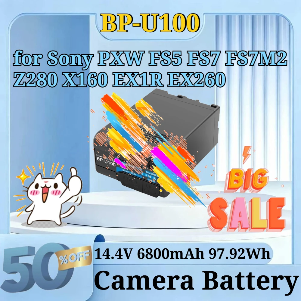 BP-U100 14.4V 6800mAh 97.92Wh Replacement Li-ion Battery with D-Tap & USB Output for Sony PXW FS5 FS7 FS7M2 Z280 X160 EX1R EX260